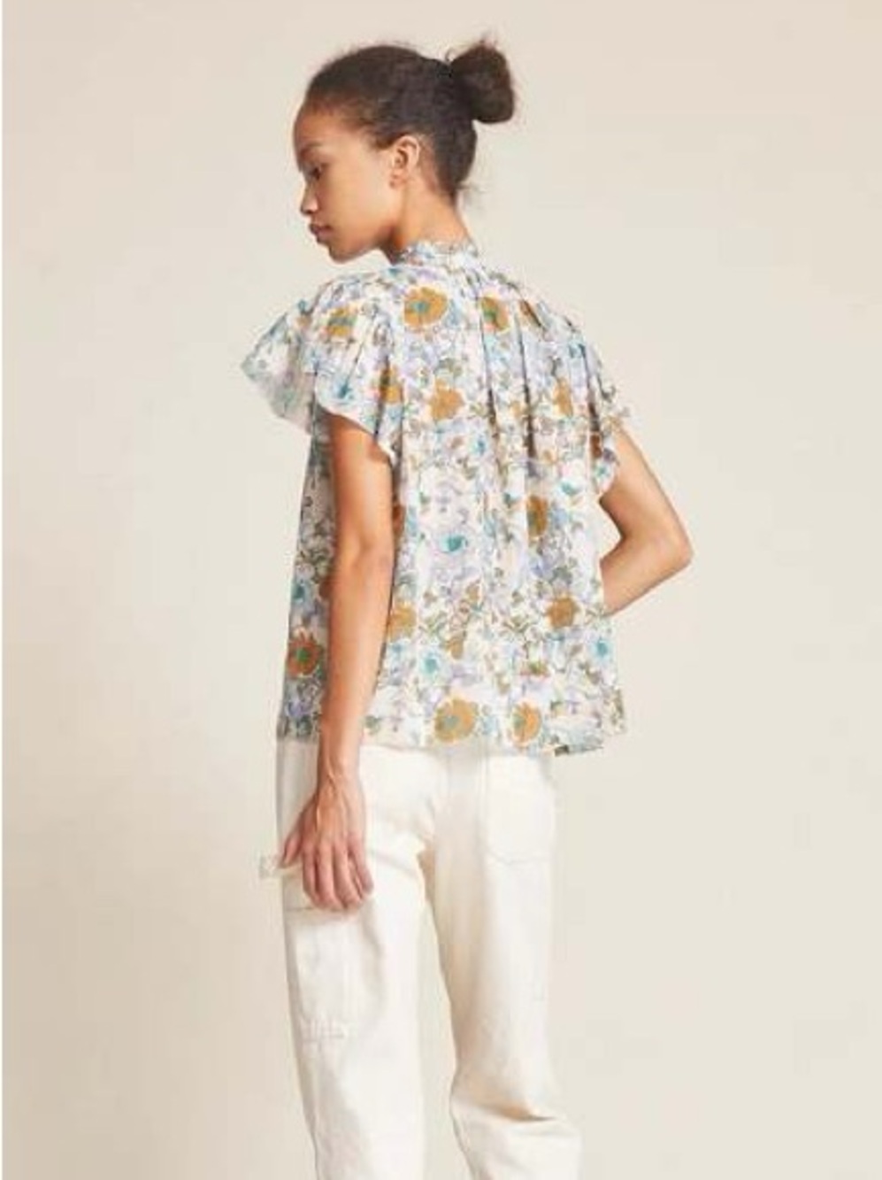 NWT Trovata Birds of Paradise Carla High-neck shirt in Violet Tendril Size XS - Picture 2 of 10
